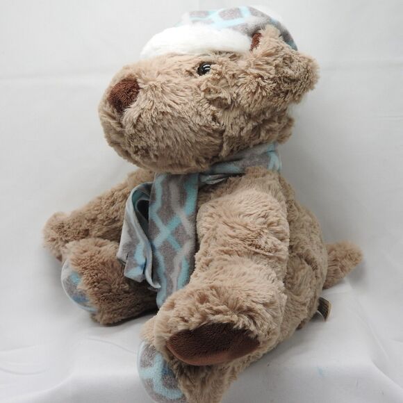 GENTLE TREASURES Winter Gray Plush Puppy Dog Beanie Hat Scarf Stuffed Animal - Picture 3 of 12